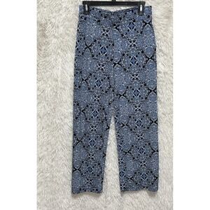Jones Studio Blue Paisley Pull-On Elastic Waist Wide Leg Palazzo Pants Size S